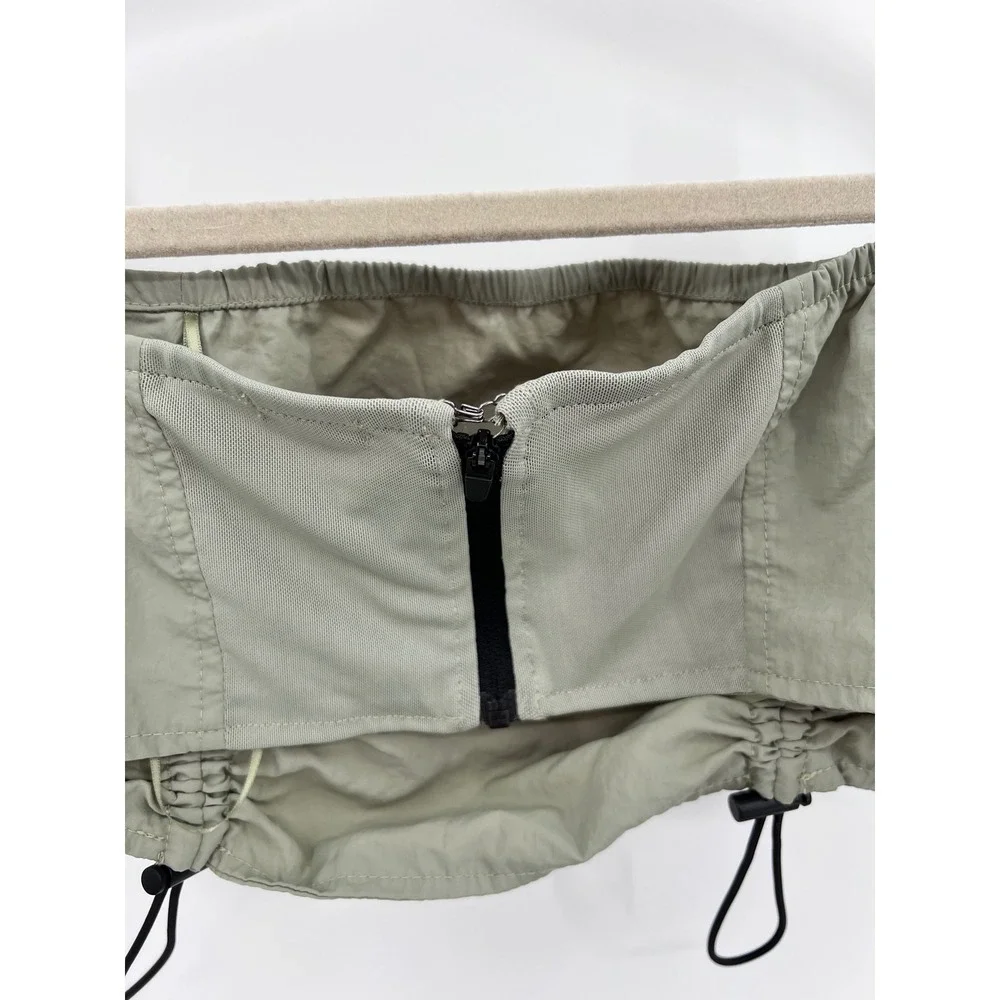 Garage Sage Green Nylon‎ Bungee Cord Bandeau Tube Top Back Zip Small P/S
